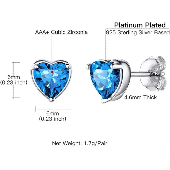 Heart Birthstone Sterling Silver Earrings - Picture 3 of 3